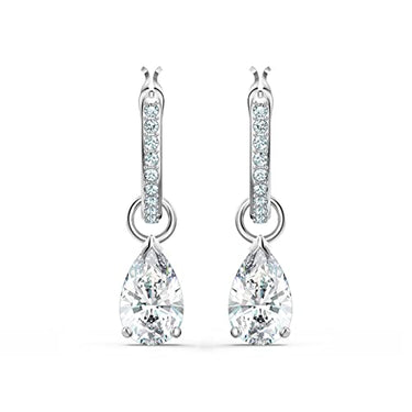Swarovski Attract Drop-Ohrhänger, Tropfenschliff, Weiß, Rhodiniert im Sale